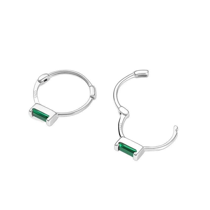 Sterling Silver Green Crystal Ring Earrings