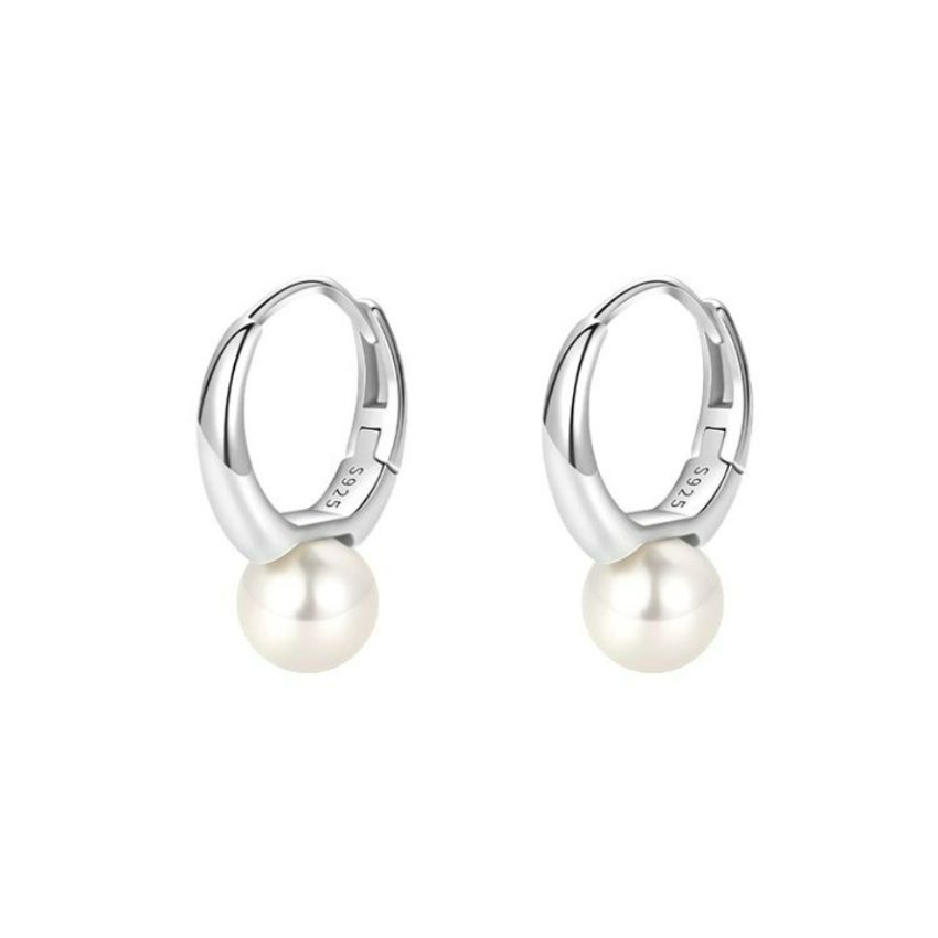 Sterling Silver Ring Pearl Earrings