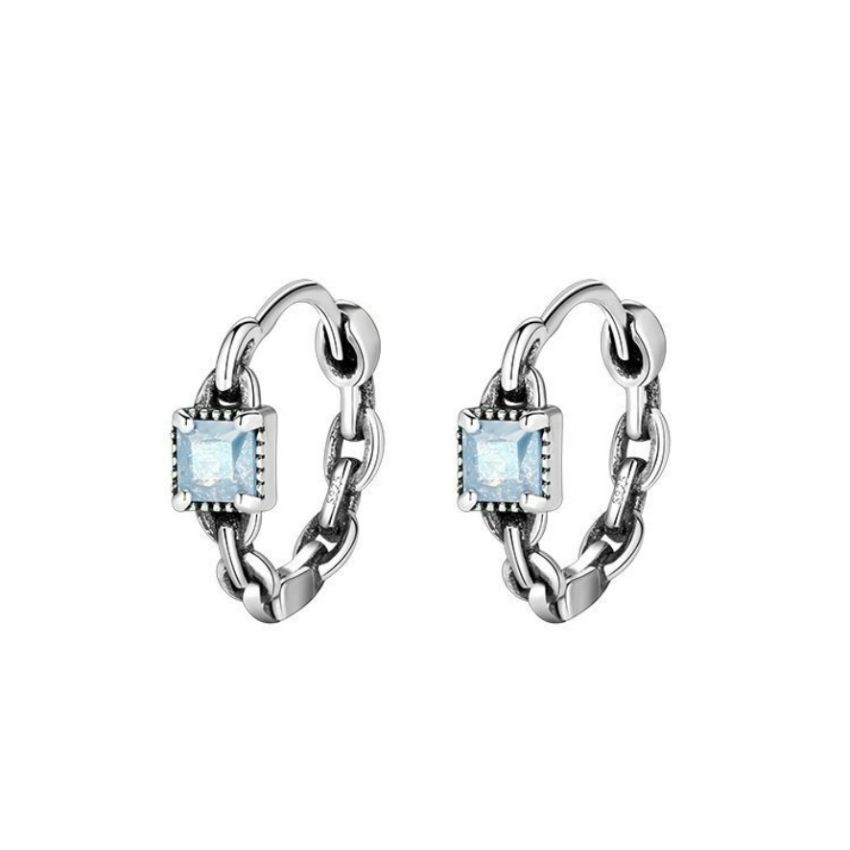 Sterling Silver Blue Crystal Ring Earrings