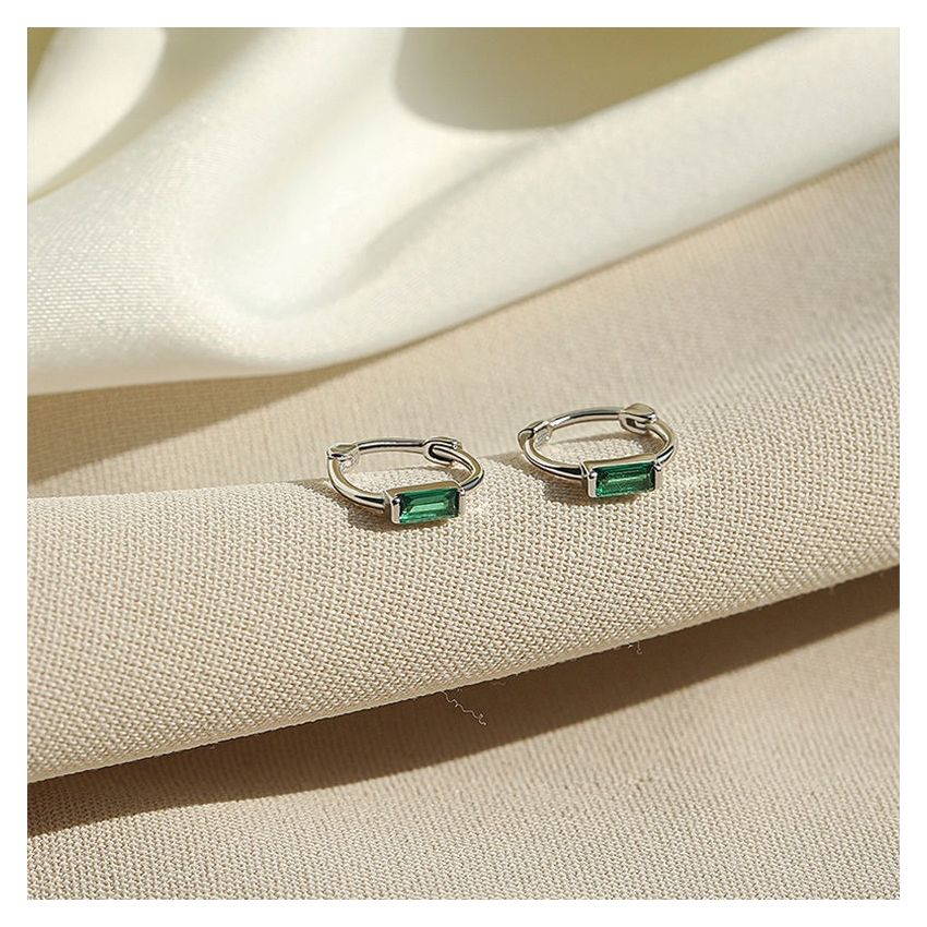 Sterling Silver Green Crystal Ring Earrings
