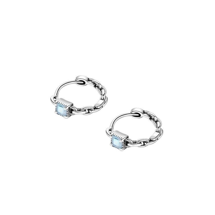 Sterling Silver Blue Crystal Ring Earrings