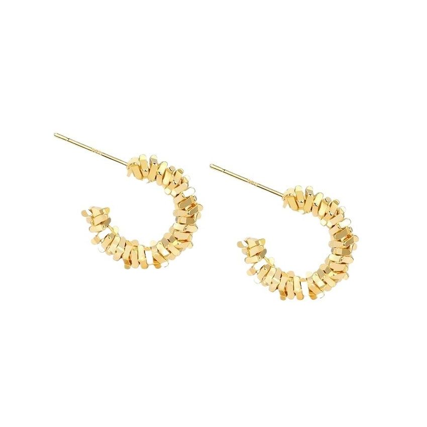 Sterling Silver Half Ring Earrings Half Circle Gold Plated Earrings-Gold