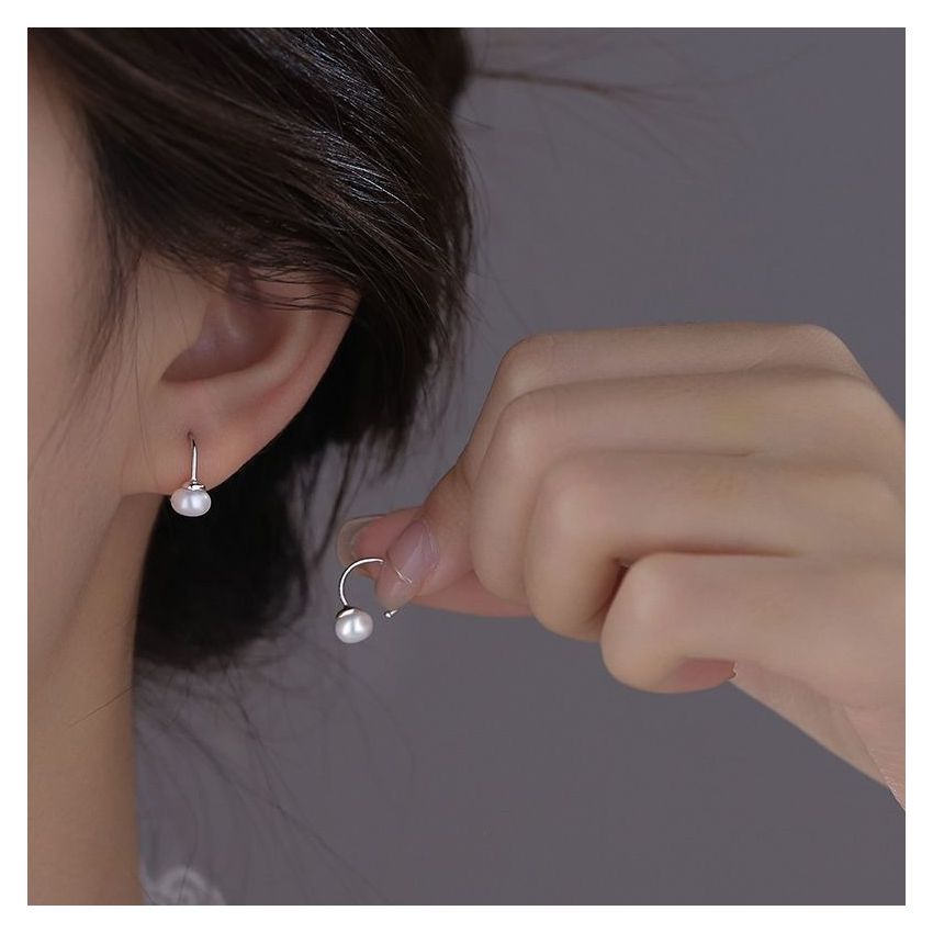 Sterling Silver Natural Pearl Earrings Hypoallergenic Ears