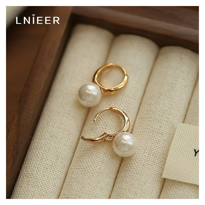 Sterling Silver Ring Pearl Earrings