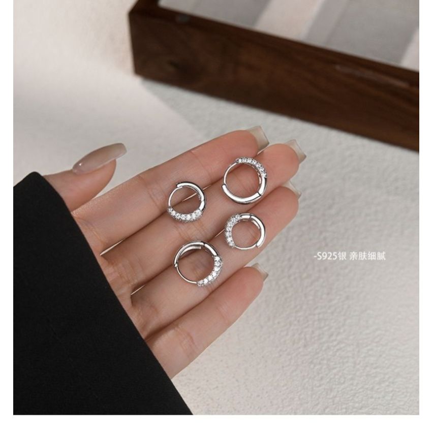 Sterling Silver Water Drop Zircon Ring Earrings