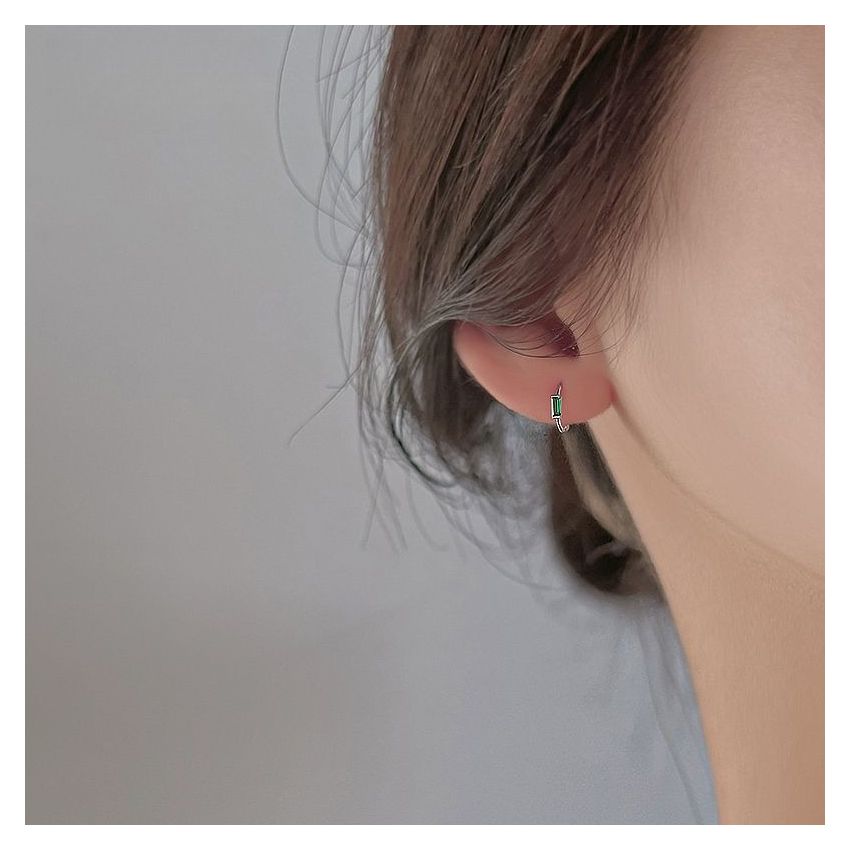 Sterling Silver Green Crystal Ring Earrings