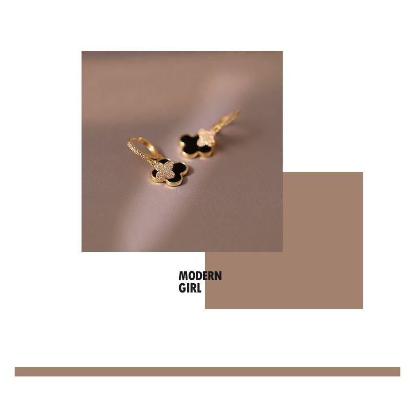 Sterling Silver Clover Gold Plated Earrings