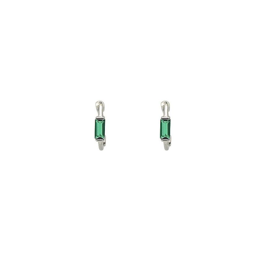 Sterling Silver Green Crystal Ring Earrings