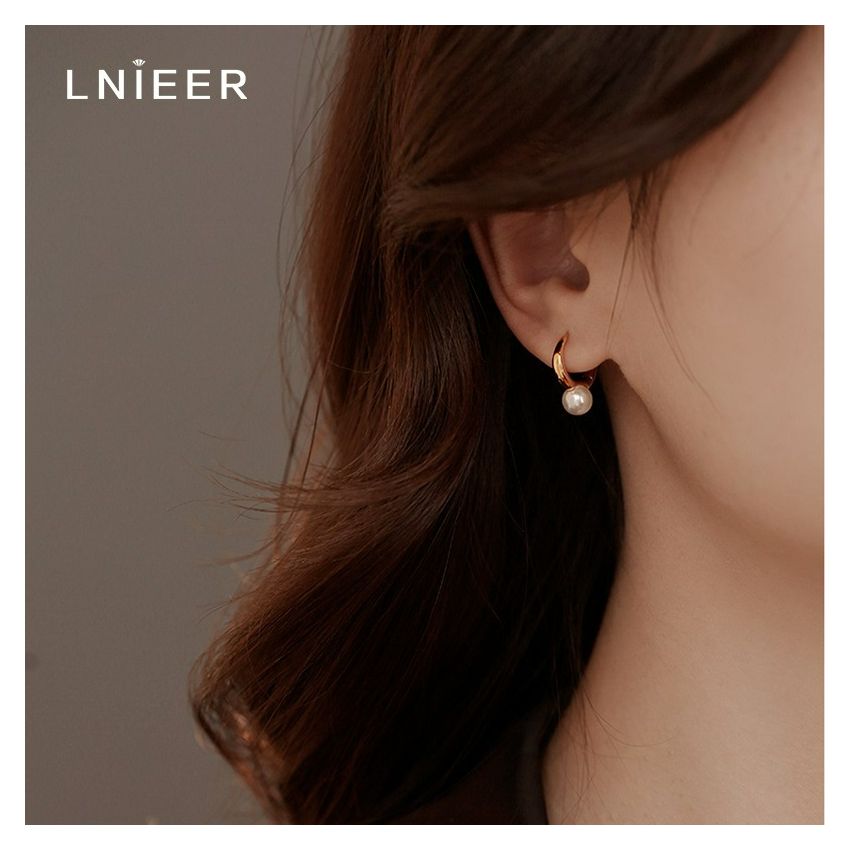 Sterling Silver Ring Pearl Earrings