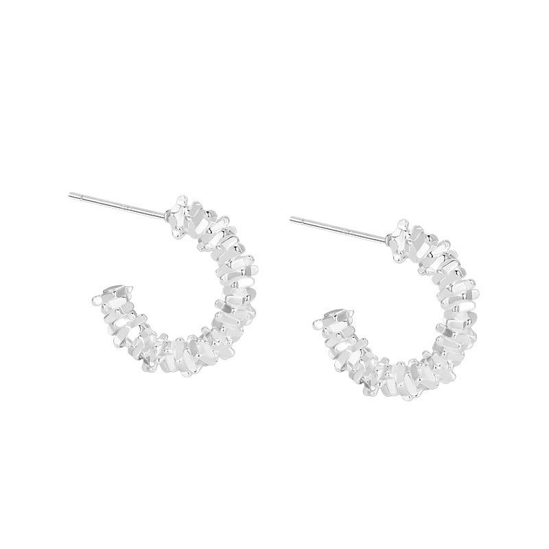 Sterling Silver Half Ring Earrings Half Circle Gold Plated Earrings-Silver