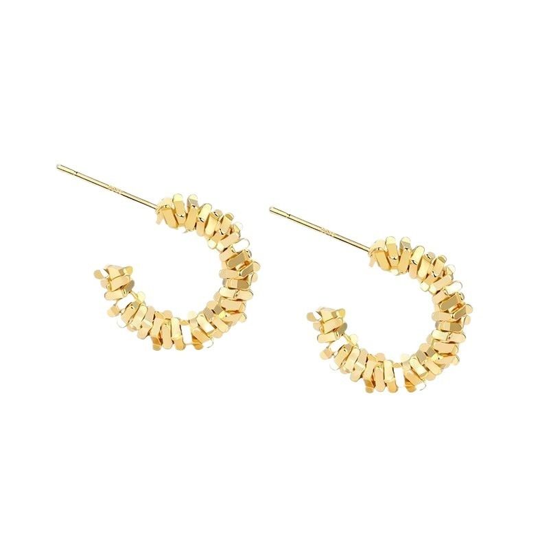 Sterling Silver Half Ring Earrings Half Circle Gold Plated Earrings-Gold